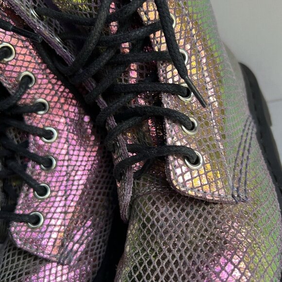 Dr. Martens 1460 Pascal Pink Iridescent Metallic Shiny Combat Boots Size 6 - Picture 12 of 16
